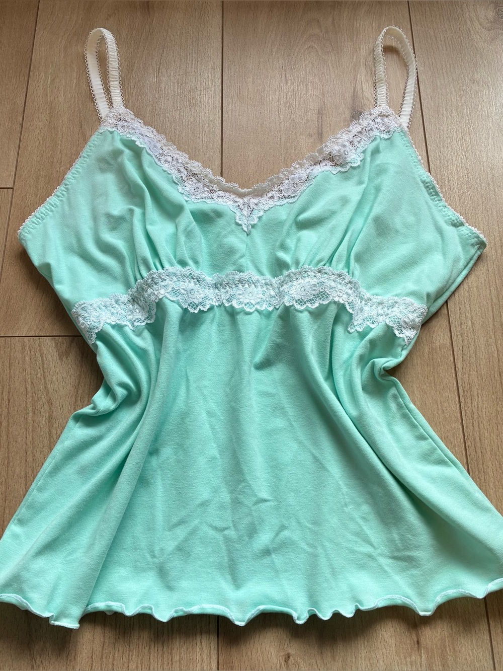 Mint Lace Trim Camisole Top